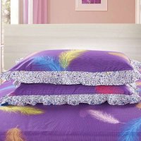 轩蓝仕家纺 全棉斜纹印花花边枕套 纯棉枕头套 实物拍摄 48*74cm