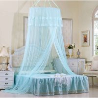 轩蓝仕家纺 加密网眼中吊顶蚊帐 围床落地挂式蚊帐双边蕾丝吊挂式圆蚊帐 欧式宫廷风格 床上用品