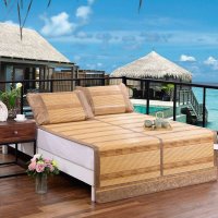 轩蓝仕家纺 天然材质竹席三件套 双面折叠凉席夏凉席子 柔软藤席空调竹席枕席1.5/1.8米床