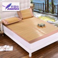 轩蓝仕家纺 碳化工艺精致竹席三件套 双面设计折叠凉席 夏凉席子1.5/1.8米床上用品