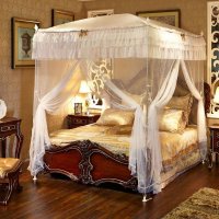 轩蓝仕家纺 欧式宫廷奢华睡帐蚊帐 弧形三开门不锈钢支架蚊帐 加大加宽蚊帐加柔细密帐纱1.5/1.8/2.0米床