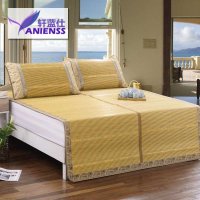 轩蓝仕家纺 宫廷玉竹席凉席子三件套 天然竹纤维双面折叠夏凉席0.9/1.0/1.2/1.35/1.5/1.8/2.0m