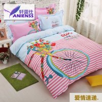 轩蓝仕家纺 活性定位大版花全棉高端四件套 规格被套200*230cm 床单230*250cm