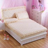 轩蓝仕家纺 韩版花边夹棉床笠式床护垫 榻榻米床垫子 可水洗床笠床褥子