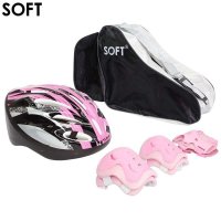 SOFT天鹅轮滑护具三件套儿童溜冰鞋防护成人旱冰鞋护膝护肘护手头盔背包全套装备