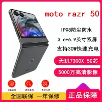 摩托罗拉moto razr 50 月绒黑 12GB+512GB  天玑7300X芯片 3.6英寸+6.9英寸双屏 IPX8抗水 30W快充 5GAI手机