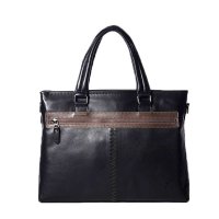 西部牛匠 欧美时尚公文包男 编织手提包真皮头层牛皮商务包横款包