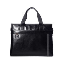 西部牛匠 欧美商务公文包男包 真皮手提包撞色潮流单肩包横款