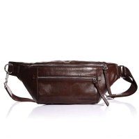 西部牛匠 新款韩版真皮男士腰包 时尚休闲户外胸包 牛皮男包潮包