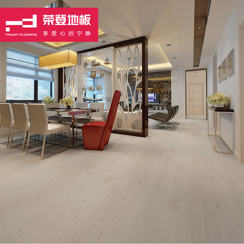 荣登地板 强化复合木地板 厂家直销 防水超强耐磨 无醛芯 12mm环保 银丝白橡