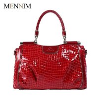 MENNIM 2014年新款春夏鳄鱼纹纯色百搭链条单肩编织手提真皮女包