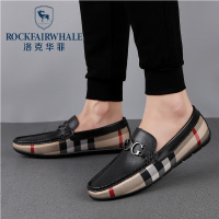 洛克华菲真皮豆豆鞋男士潮流懒人鞋冬季休闲皮鞋英伦套脚一脚蹬乐福鞋