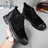 洛克华菲马丁靴男款2022冬季英伦加绒羊毛真皮棉鞋高帮雪地工装男鞋