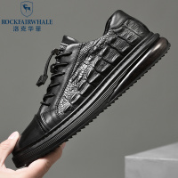 洛克华菲休闲皮鞋男2023新款真皮英伦男鞋冬季韩版潮流时尚百搭软底潮鞋男