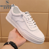 洛克华菲冬季男鞋2023新款秋潮流休闲平板鞋男士运动真皮高级感小白潮鞋