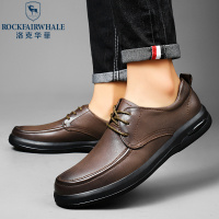 洛克华菲皮鞋男真皮正品男士商务休闲鞋子透气牛皮圆头系带男鞋冬季
