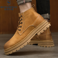 洛克华菲马丁靴男款2023新款冬季复古潮流工装靴子百搭英伦风机车皮靴