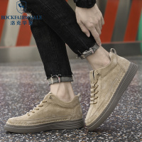 洛克华菲男鞋2023新款冬季真皮休闲皮鞋男士透气百搭韩版套脚板鞋男