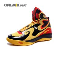 onemix玩觅缓震透气耐磨篮球鞋男高帮运动鞋防滑减震 黑/黄 40码