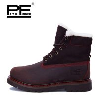 PathFinder PF 冬季新品羊毛保暖雪地靴 头层牛皮户外休闲大头工装靴4630