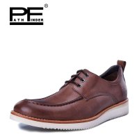 PF 春季头层牛皮复古刷色时尚男鞋 英伦潮流商务休闲鞋