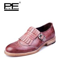 新款雕花镂空商务休闲鞋 头层牛皮英伦时尚低帮鞋 流苏潮流布洛克男鞋