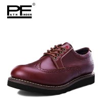 PF 春季时尚男鞋 头层牛皮潮流工装鞋 雕花镂空布洛克鞋