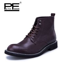 PF 新款头层牛皮刷色马丁靴 男士复古时尚工装靴