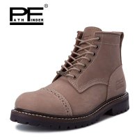 PF 潮流时尚男靴 英伦时尚冲孔马丁靴 高筒真皮工装靴