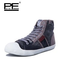 PF 春季时尚男士休闲鞋 百搭潮流吸汗帆布鞋 高帮舒适布