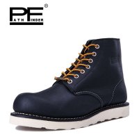 PF 时尚工装靴 男士潮流机车靴 短筒马丁靴 大头皮靴