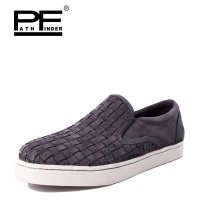 PF 牛皮编织潮流文化板鞋 时尚懒人套脚鞋 休闲滑板鞋