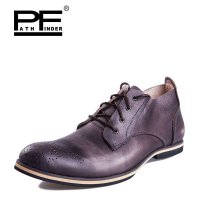 PF 新款头层牛皮复古刷色男鞋 雕花镂空冲孔潮流商务休