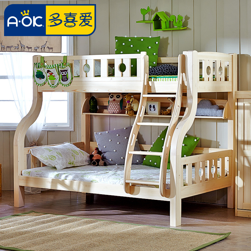 多喜爱儿童家具 儿童实木上下床 双层床 高低床子母床 芬兰松木床