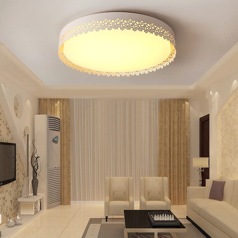 君泉(JunQuan) LED吸顶灯 中式圆形现代简约亚克力灯 客厅灯卧室灯餐厅灯具灯饰图片