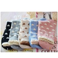 三双装 2014新款清新可爱木耳边柔软舒适全棉日系爱心波点六色浅色短袜子SOW2103