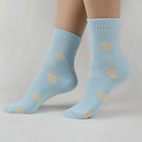 上海厚木 春夏小清新甜美百搭舒适蓝底波点女式全棉吸汗透气短袜子 LSK1108