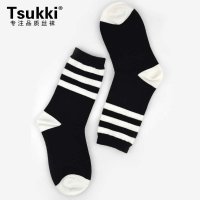 3双装Tsukki新款星星条纹情侣短袜全棉舒适女袜子男袜子SOW2117