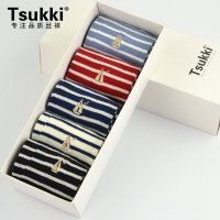 条纹刺绣礼盒短袜 日系舒适透气棉袜星期袜 春秋短筒袜子女