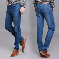 新款男士牛仔裤直筒修身款男装时尚男式宽松商务休闲运动户外加厚加厚纯色裤子
