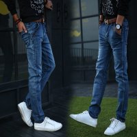 美特邦杰 男士直筒修身牛仔裤男男式长裤子男休闲裤