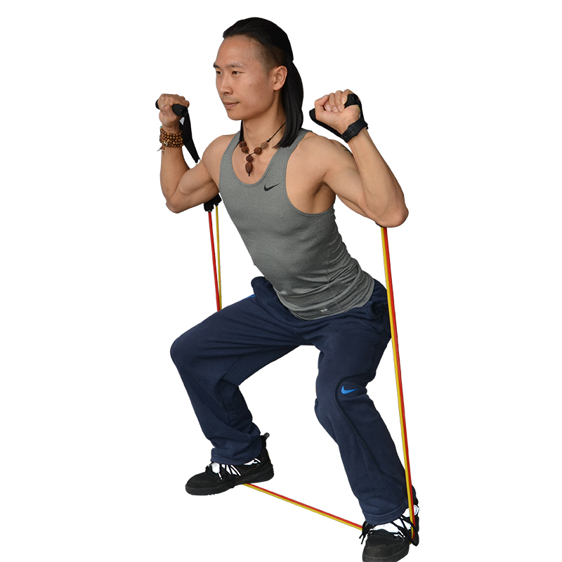 骐骏一字拉力绳 弹力绳力量训练套装多功能拉力器材皮筋管臂力阻力带(黄色【20磅，女士健身用】)