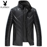 海宁真皮皮衣羽绒服男绵羊皮外套仿水貂领夹克保暖时尚款 SNX-X1462