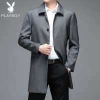 风衣男中长款中年外套翻领商务休闲爸爸装春秋长款外衣英伦风夹克 WLAGF2106