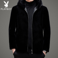 仿金貂绒男外套冬季新品大码夹克款连帽男皮草皮大衣皮毛一体男装 WLXF603-1