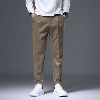 毛呢西裤男休闲裤夏季直筒垂感潮流韩版百搭男裤修身小脚西装裤子 BY626