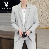 西装套装男韩版修身外套ins潮流春季轻熟休闲大学生小西装男西服 KLGG2203套装