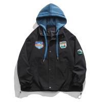 假两件外套男士秋季新款潮牌连帽上衣服男生秋装工装春秋夹克男装 MD22108