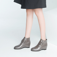 2017秋冬新款短靴头层牛皮超纤皮低跟内增高欧美风女靴