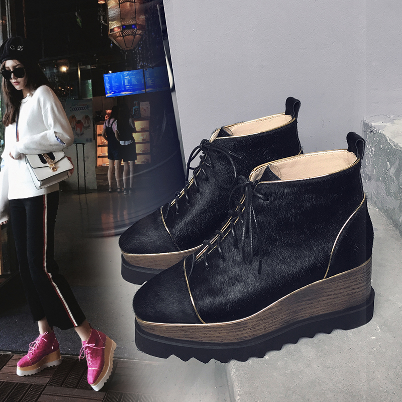 品点 Pandell 女士单鞋818 Y015 品点春秋季新款低帮鞋马毛深口方头高跟松糕底女鞋 价格图片品牌报价 苏宁易购品点女鞋旗舰店